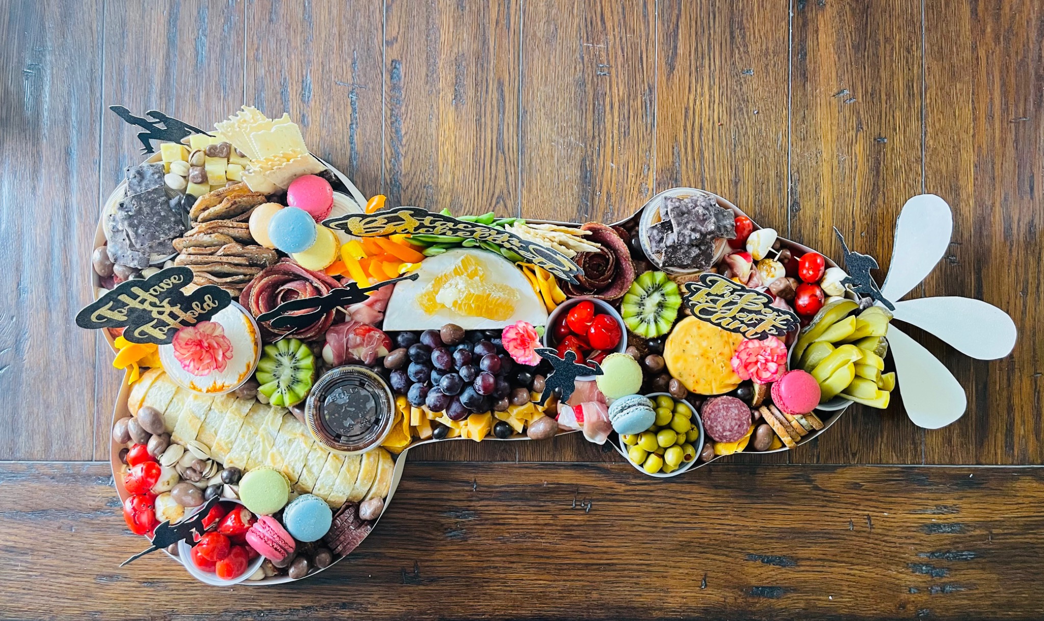 Custom heart-shaped charcuterie creation