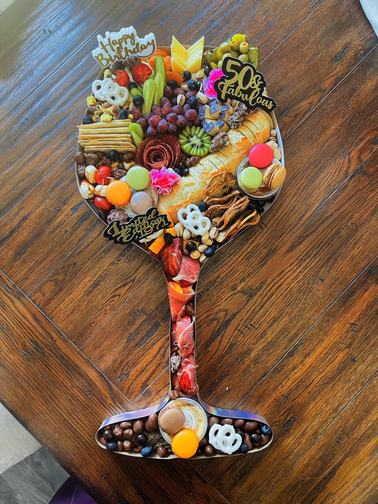 Custom number-shaped charcuterie creation